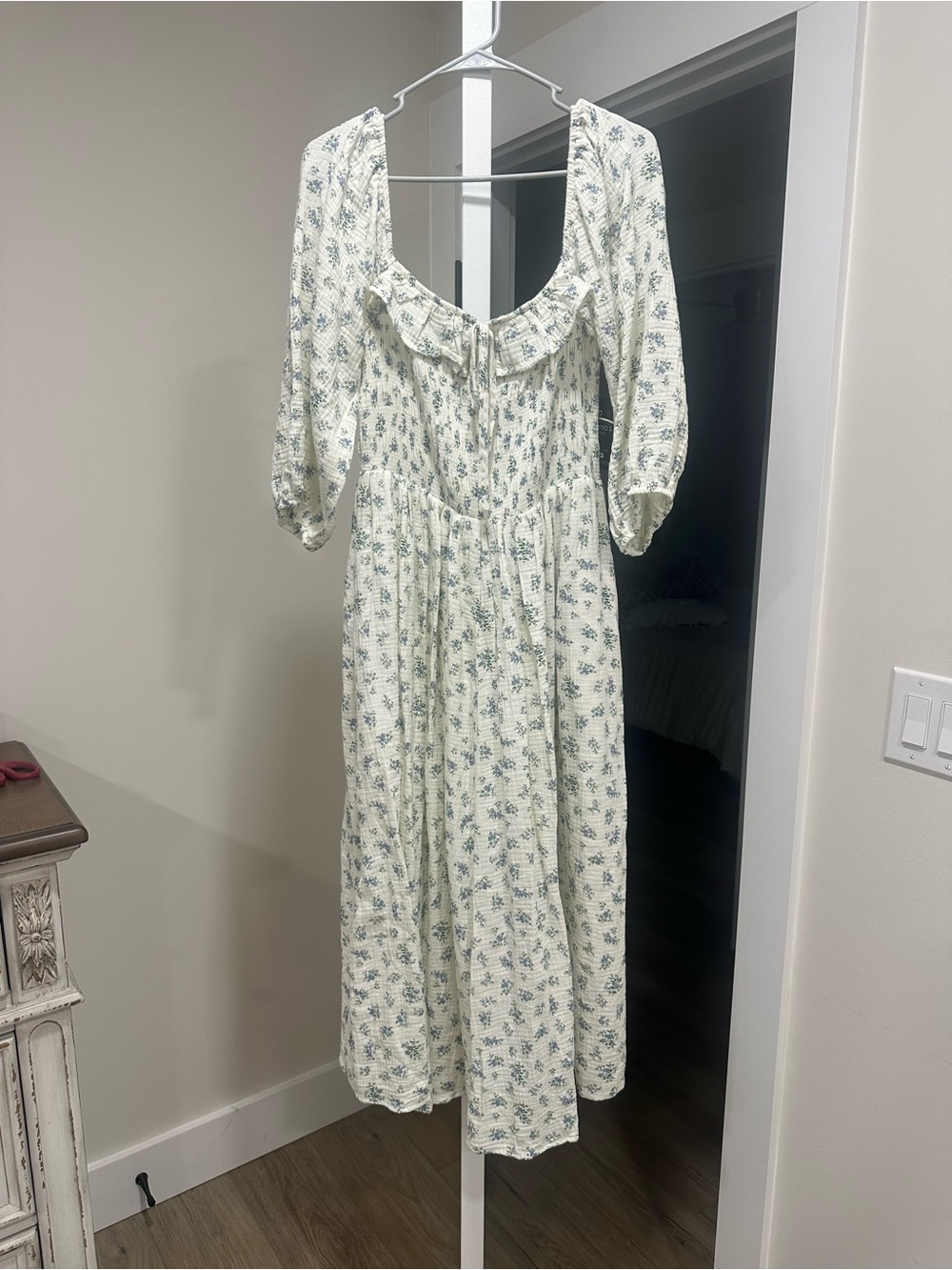 Julianna’s Boutique gauze floral midi dress with blue floral print